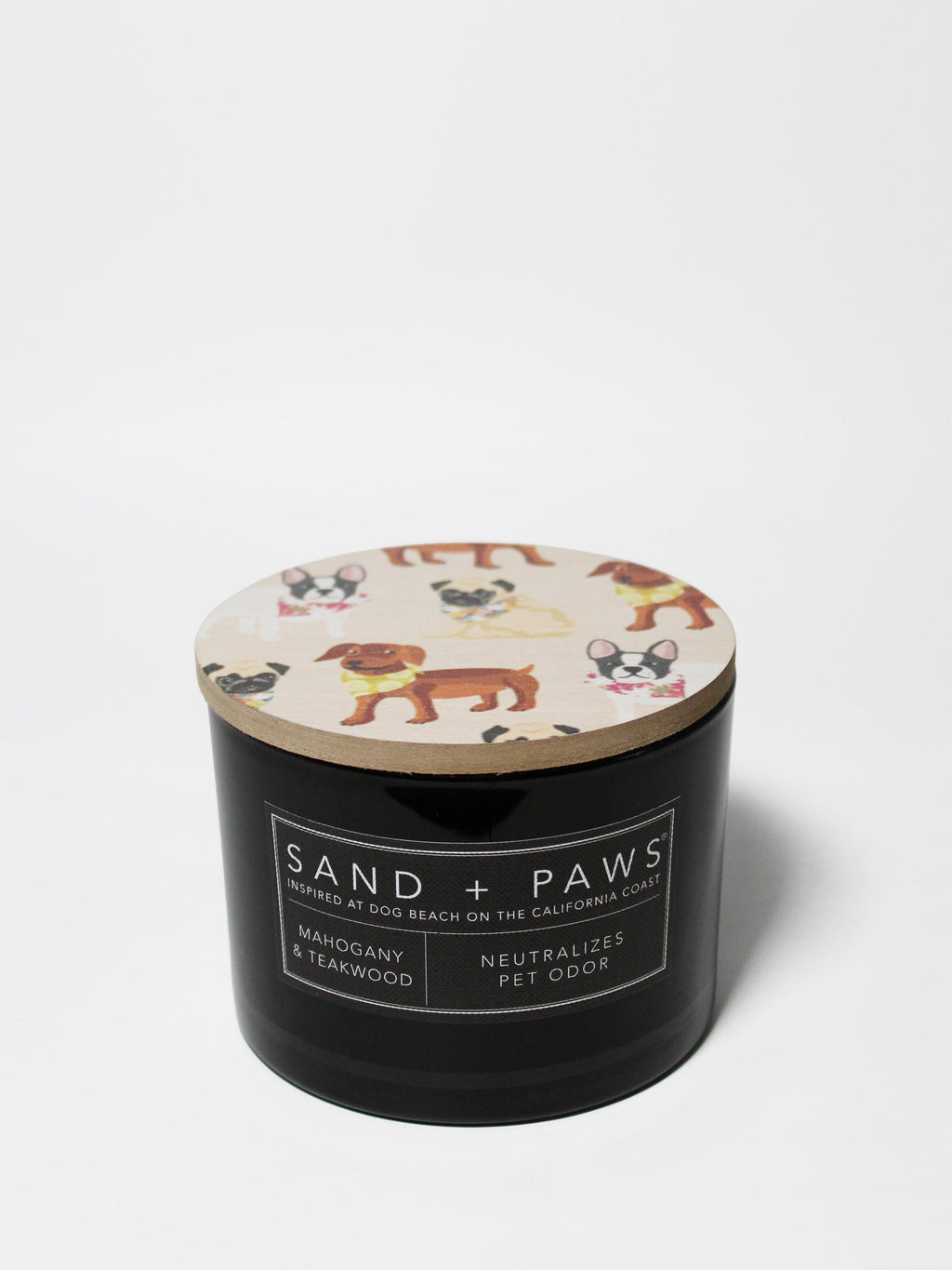 Sand + Paws Mahogany & Teakwood 12 oz scented candle - Fine Fragrance