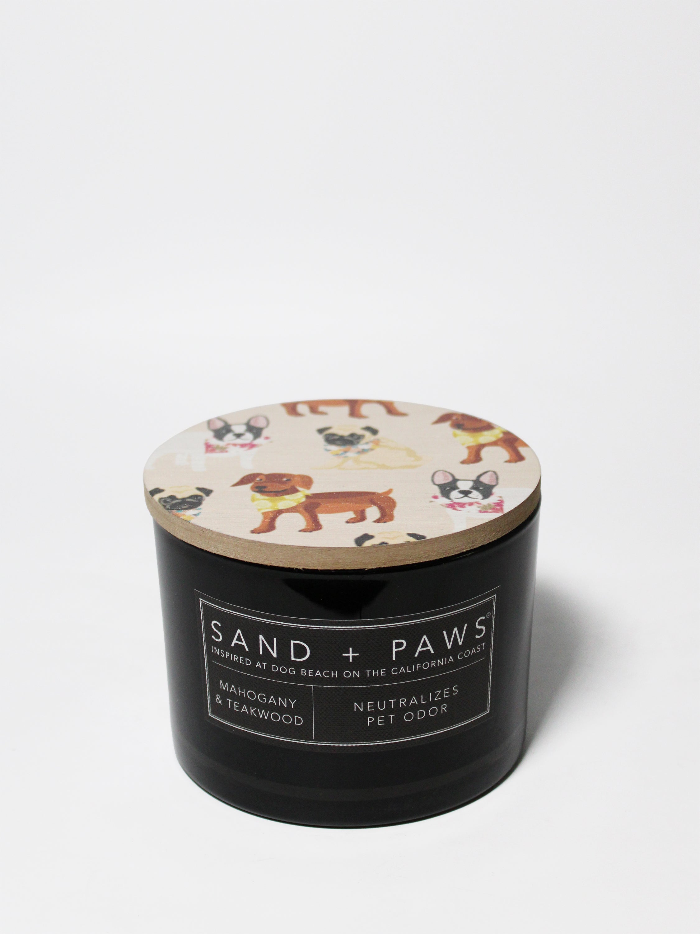 Sand + Paws Mahogany & Teakwood 12 oz scented candle - Fine Fragrance