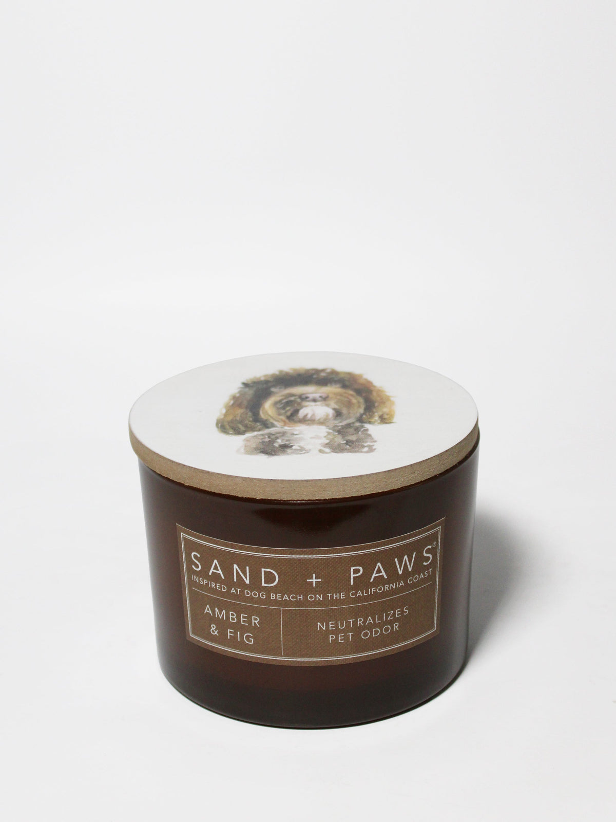Sand + Paws Amber & Fig 12 oz scented candle - Fine Fragrance