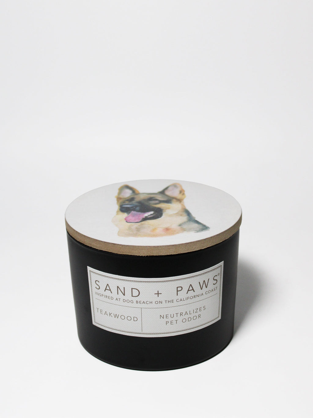 Sand + Paws Teakwood 12 oz scented candle - Fine Fragrance