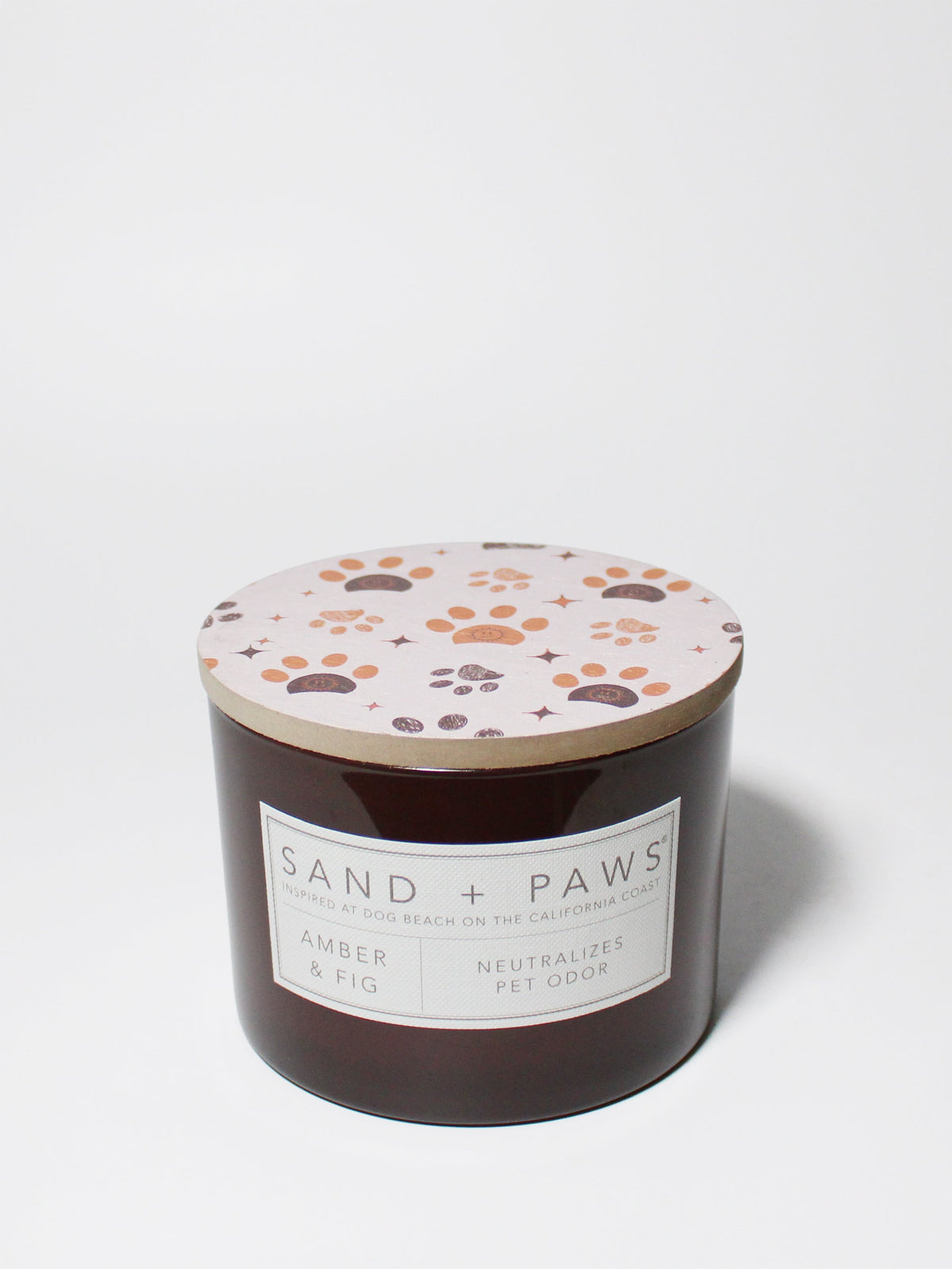Sand + Paws Amber & Fig 12 oz scented candle - Fine Fragrance