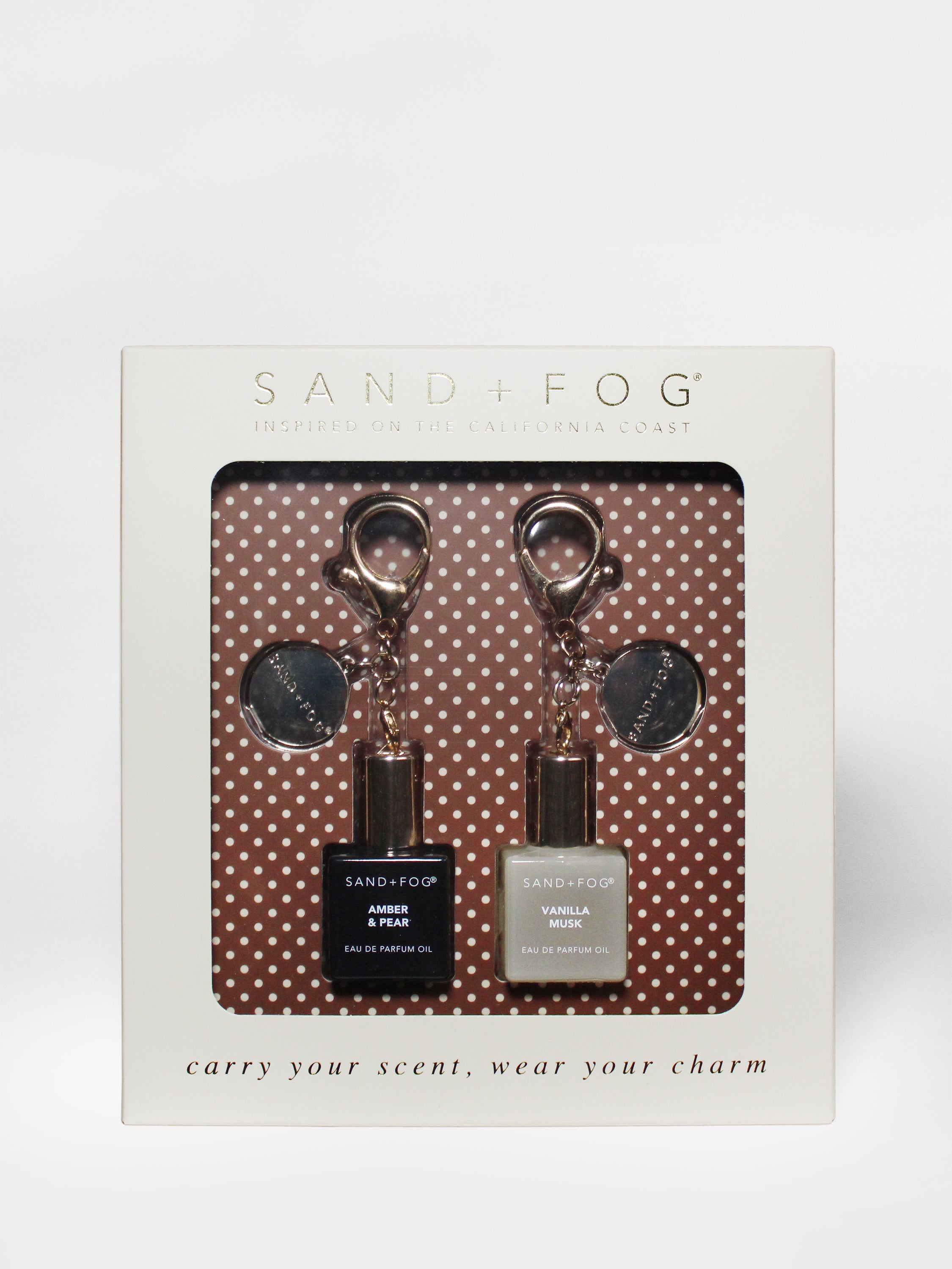 Bag Charm Perfume Oil Rollerball Set - Amber & Pear + Vanilla Musk - Fine Fragrance