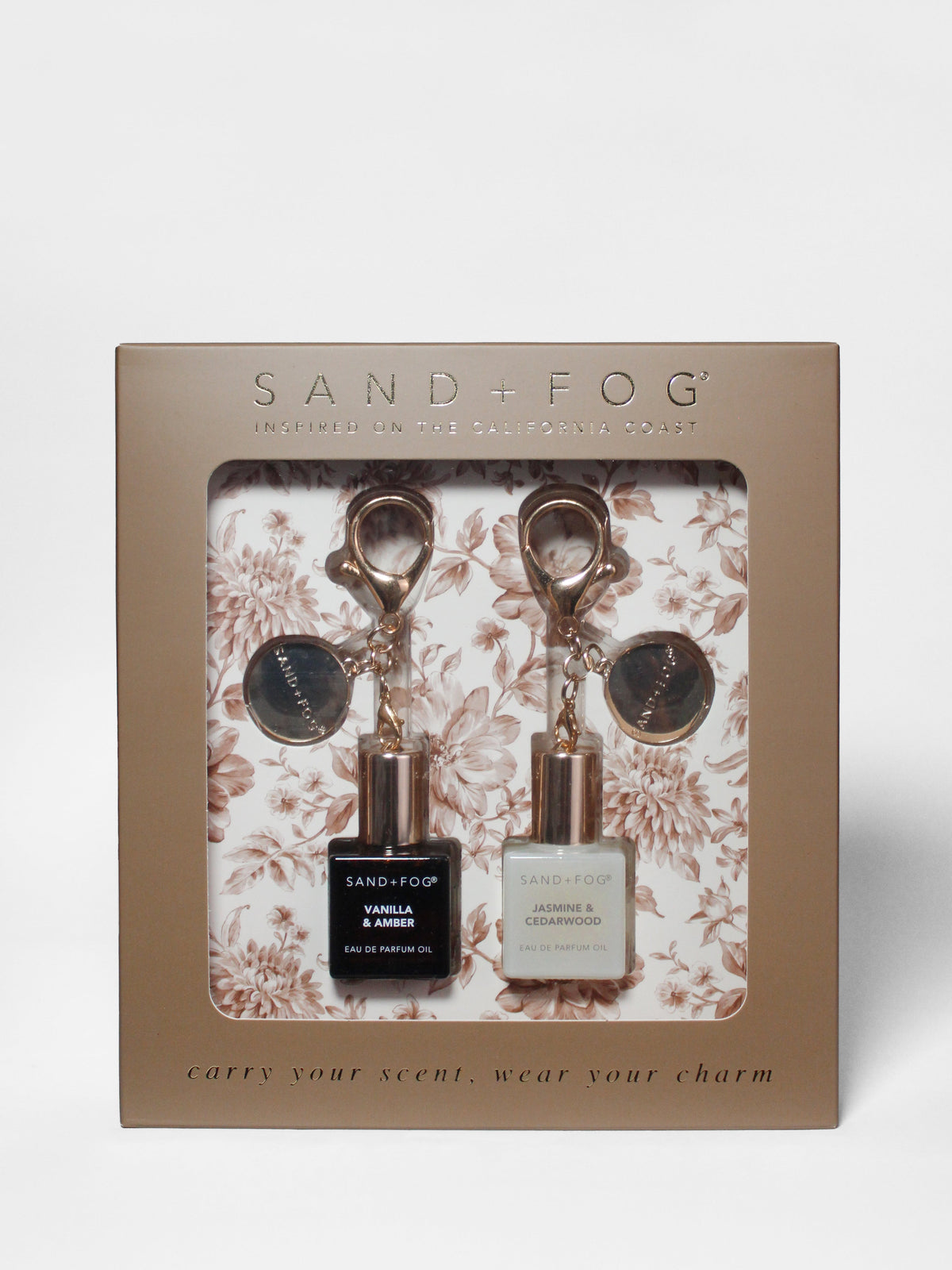 Bag Charm Perfume Oil Rollerball Set - Vanilla & Amber + Jasmine & Cedarwood - Fine Fragrance