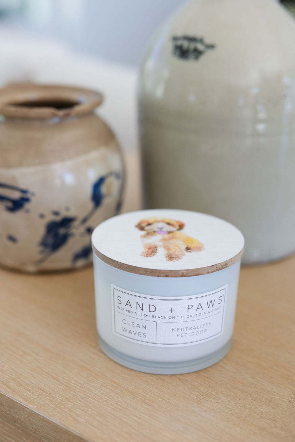 Sand + Paws Clean Waves 12 oz scented candle - Fine Fragrance