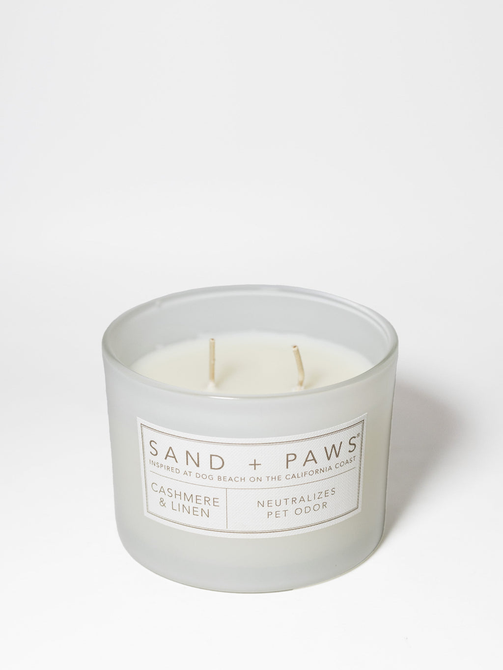 Sand + Paws Cashmere & Linen 12 oz scented candle - Fine Fragrance