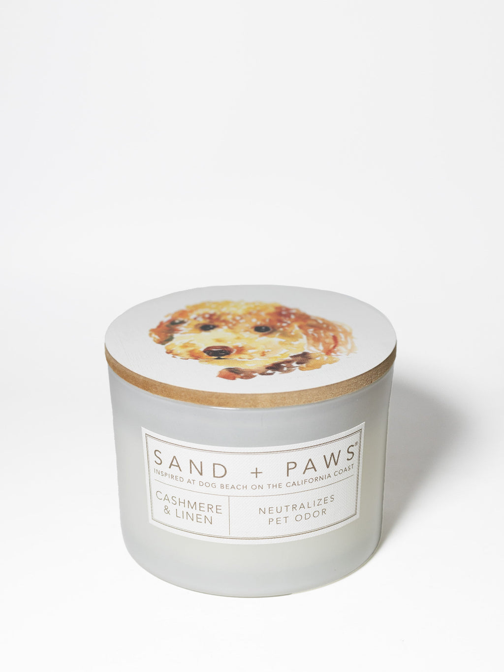 Sand + Paws Cashmere & Linen 12 oz scented candle - Fine Fragrance