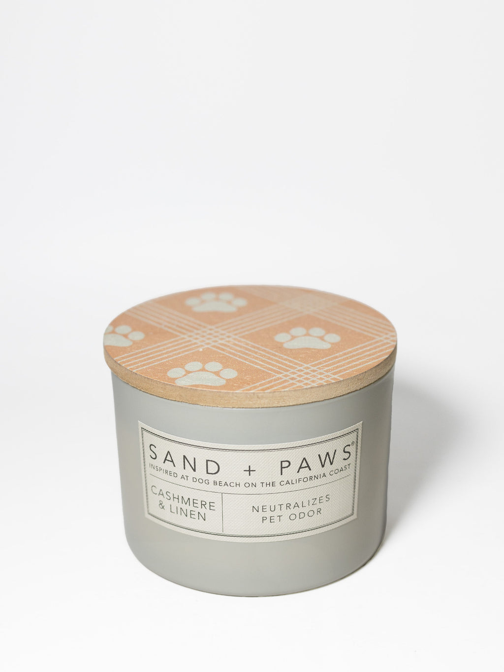 Sand + Paws Cashmere & Linen 12 oz scented candle - Fine Fragrance