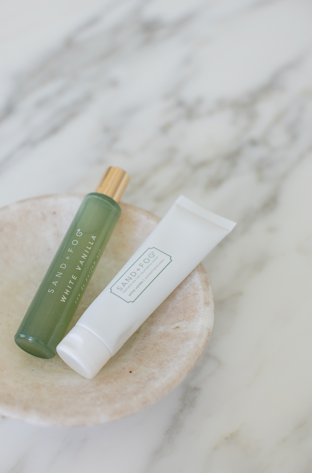 Hand Cream and Perfume Oil Rollerball Set - White Vanilla - Fine Fragrance